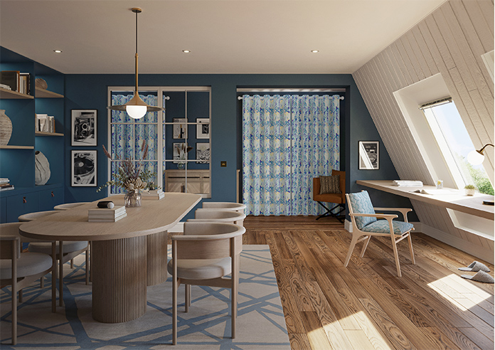 Faded Glamour, China Blue Stripe - Made To Measure Curtains - Image 15